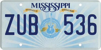 MS license plate ZUB536