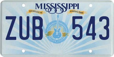 MS license plate ZUB543