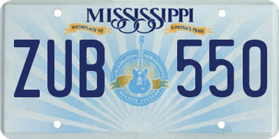 MS license plate ZUB550