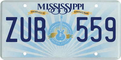 MS license plate ZUB559