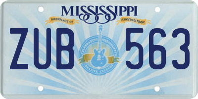 MS license plate ZUB563