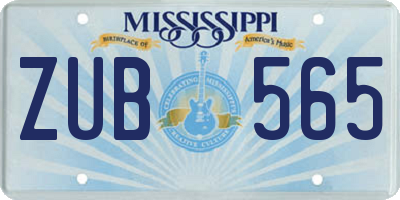 MS license plate ZUB565