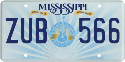 MS license plate ZUB566