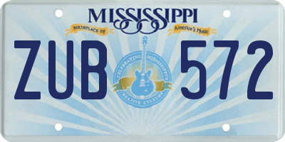 MS license plate ZUB572