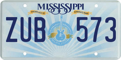 MS license plate ZUB573