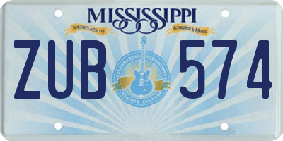 MS license plate ZUB574