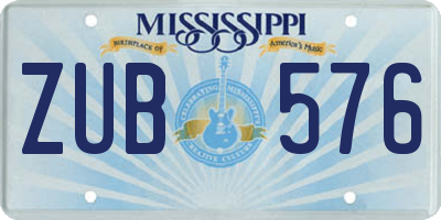MS license plate ZUB576