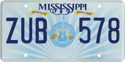 MS license plate ZUB578