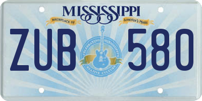 MS license plate ZUB580
