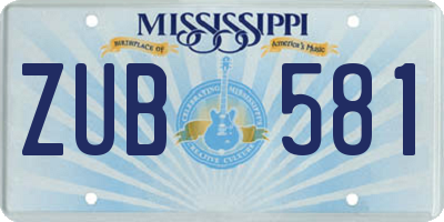 MS license plate ZUB581