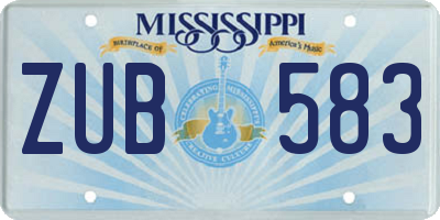 MS license plate ZUB583