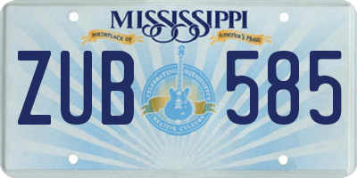 MS license plate ZUB585