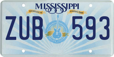 MS license plate ZUB593