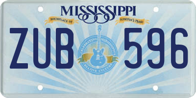 MS license plate ZUB596