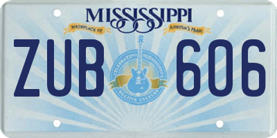 MS license plate ZUB606