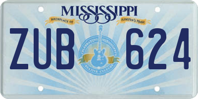 MS license plate ZUB624