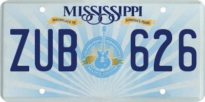 MS license plate ZUB626