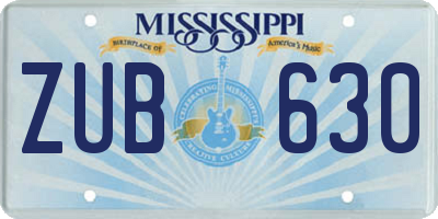 MS license plate ZUB630
