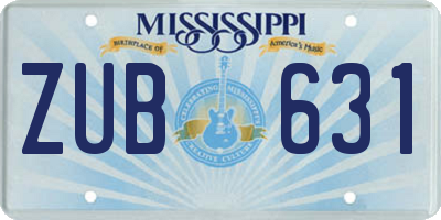 MS license plate ZUB631