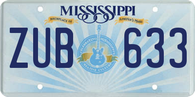 MS license plate ZUB633