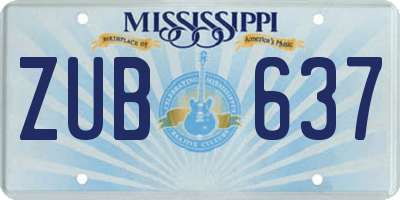 MS license plate ZUB637