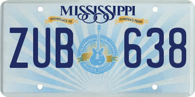 MS license plate ZUB638