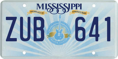 MS license plate ZUB641
