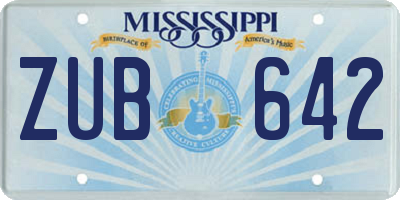MS license plate ZUB642