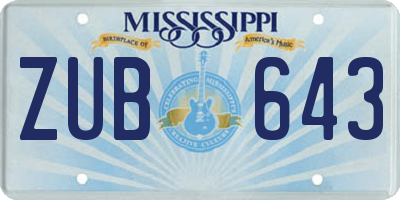 MS license plate ZUB643