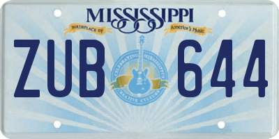 MS license plate ZUB644