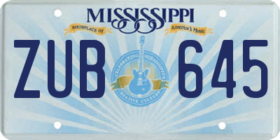 MS license plate ZUB645