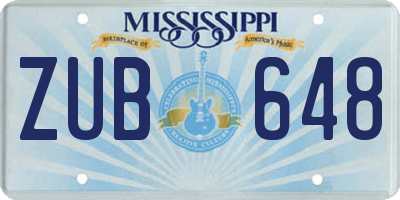 MS license plate ZUB648