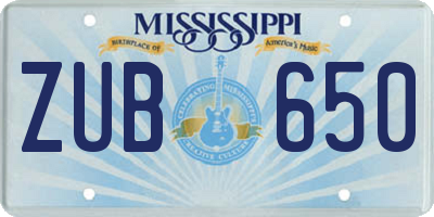 MS license plate ZUB650