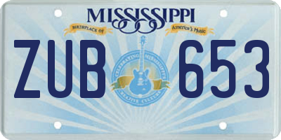 MS license plate ZUB653