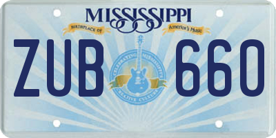MS license plate ZUB660