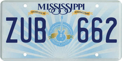 MS license plate ZUB662