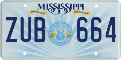 MS license plate ZUB664