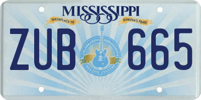 MS license plate ZUB665