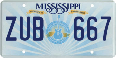 MS license plate ZUB667