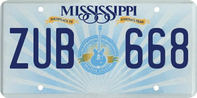 MS license plate ZUB668