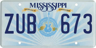 MS license plate ZUB673