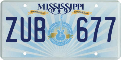 MS license plate ZUB677