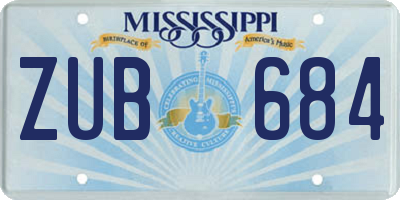 MS license plate ZUB684