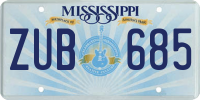 MS license plate ZUB685
