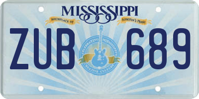 MS license plate ZUB689