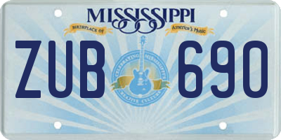 MS license plate ZUB690