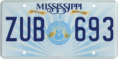 MS license plate ZUB693