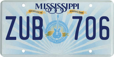 MS license plate ZUB706