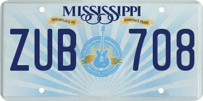 MS license plate ZUB708