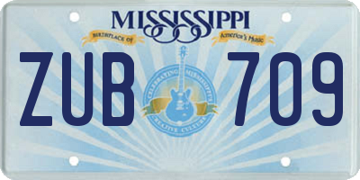 MS license plate ZUB709